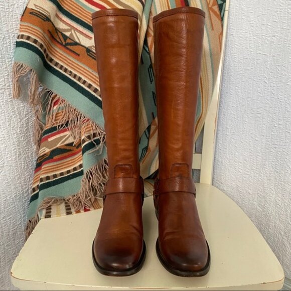 Frye Phillips Harness Tall Riding Boots Whiskey - Picture 5 of 11